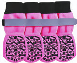 Dog Socks Outdoor Waterproof Non Slip Bone Style Cotton Pink bone style [opp bag] Xl super large sole is about 8.6*20cm [recommended 20-30kg] [pack of four] In Australia - Darrahopens
