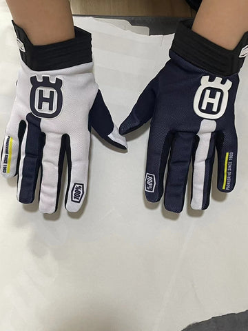 LOHAS FOX Motorcycle Gloves Touchscreen Knitting Long Breathable blue and white touch screen xxl