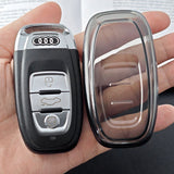 Audi Key Cover Tpu Transparent for A4 A6 Q5 A8 Type b-transparent black [single key cover] In Australia - Darrahopens