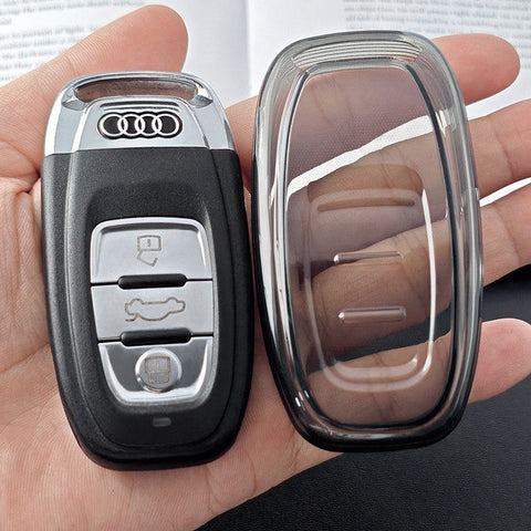Audi Key Cover Tpu Transparent for A4 A6 Q5 A8 Type b-transparent black [single key cover] In Australia - Darrahopens