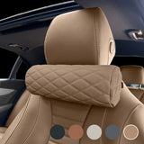 Car Neck Pillow Memory Foam Leather Black Camel