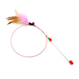 Cat Teaser Stick Plastic Brand Funny Cat Ball Steel wire feather [random color] opp packaging In Australia - Darrahopens