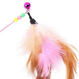 Cat Teaser Stick Plastic Brand Funny Cat Ball Steel wire feather [random color] opp packaging In Australia - Darrahopens