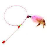 Cat Teaser Stick Plastic Brand Funny Cat Ball Steel wire feather [random color] opp packaging In Australia - Darrahopens