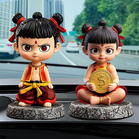 Nezha Bobblehead Car Dashboard Ornament Resin Combination model-nezha [standing model + sitting model]