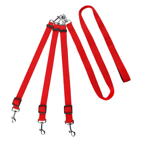 Chihuahua Pet Leash Double Headed Nylon 126cm Red Traction handle length and width 2.5cm, length 126cm, auxiliary rope width 2.5cm, length 76cm In Australia - Darrahopens