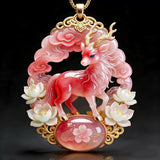 Nine Tailed Fox Car Pendant Pink Alloy Chinese Style