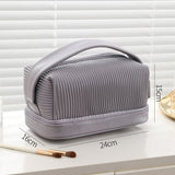 Large PU Double Layer Toiletry Bag for Makeup Storage