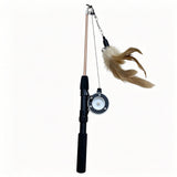 Wooden Cat Teaser Stick Water Drop Pet Feather Mouse Feather + fishing rod As shown in the figure In Australia - Darrahopens