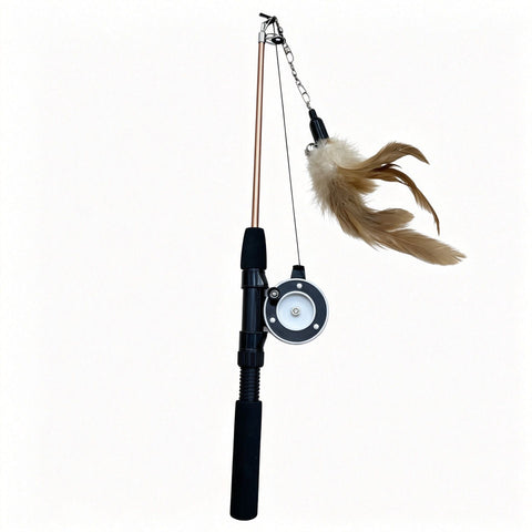 Wooden Cat Teaser Stick Water Drop Pet Feather Mouse Feather + fishing rod As shown in the figure In Australia - Darrahopens