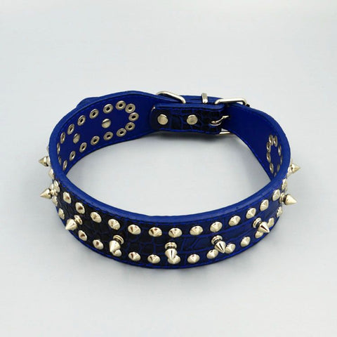 Chenjia Leather Dog Collar Large Breed Blue 4.3*58cm