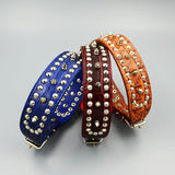 Chenjia Leather Dog Collar Large Breed Blue Brown 4.3*58cm