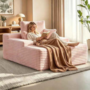 Darrahopens Furniture > Sofas > Sofas & Sofa Beds Sofa Bed Single Faux Fur Corduroy Sleeper Chair | 3 Pillows,Deep Seat,High-Density Foam Spring-Filled Boneless Cloud Couch Sofa for Apartment Living Room, Bedroom, No Assembly