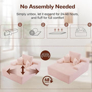 Darrahopens Furniture > Sofas > Sofas & Sofa Beds Sofa Bed Single Faux Fur Corduroy Sleeper Chair | 3 Pillows,Deep Seat,High-Density Foam Spring-Filled Boneless Cloud Couch Sofa for Apartment Living Room, Bedroom, No Assembly