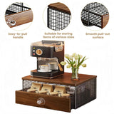 Coffee Machine Stand,Coffee Capsule Storage, Kitchen Counter Organizer with Drawer& Wire Basket, Space Saving Design, No Assembly, Tea Storage,for Kitchen Appliances