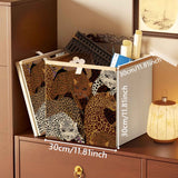 2 Packs Collapsible Storage Bins, Retro Style Foldable Storage Box for Toys, Clothes, Books, Closet & Shelves, Durable Home Storage Basket Organizer (B-Leopard) In Australia - Darrahopens