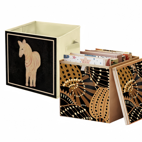 2 Packs Collapsible Storage Bins, Retro Style Foldable Storage Box for Toys, Clothes, Books, Closet & Shelves, Durable Home Storage Basket Organizer (A-Horse) In Australia - Darrahopens