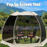 Large 3m Pop Up Screen House Tent, 6-8 Person Mosquito Shelter,,Easy 60-second setup camping tend.Fits standard picnic tables with 220cm full standing headroom.Portable Shelter Enclosure