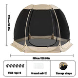 Large 3m Pop Up Screen House Tent, 6-8 Person Mosquito Shelter,,Easy 60-second setup camping tend.Fits standard picnic tables with 220cm full standing headroom.Portable Shelter Enclosure