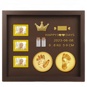 Baby Hand and Footprint Kit with 3 Photo Slots, Golden Ink Pad & Number/Letter Stickers, Non-Toxic Newborn Gift Set for Baby Shower, Nursery Decor, Keepsake Memory Frame In Australia - Darrahopens