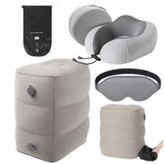 3 Pack Travel Essentials – Travel Pillow, Inflatable Foot Rest & Sleep Mask with Storage Bag, Airplane Travel Accessories Kit for Kids & Adults In Australia - Darrahopens