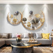 3D Handmade Metal Wall Art Decor,Golden Ginkgo Leaves Metal Wall Decor with Frame, Gold Metal Art Wall Sculpture for Study Living Room Bedroom Artwork Hotel Decor Indoor Outdoor, 110 X 67cm In Australia - Darrahopens