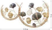 3D Handmade Metal Wall Art Decor,Golden Ginkgo Leaves Metal Wall Decor with Frame, Gold Metal Art Wall Sculpture for Study Living Room Bedroom Artwork Hotel Decor Indoor Outdoor, 110 X 67cm