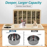 Wooden Rabbit Hay Feeder with 3-in-1 Litter Box and Bowls, Small Animal Rack for Guinea Pigs, Chinchillas, Hamsters, and Dwarf Rabbits - Wood Color In Australia - Darrahopens