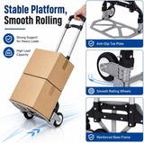Folding Hand Truck, 1 Pack Portable Dolly Cart with Telescoping Handle, Lightweight Aluminum Alloy Foldable Hand Truck with Solid Rubber Wheels, Compact Moving Cart for Home, Office, Shopping, Travel