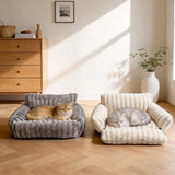 Cozy Foldable Pet Sofa Bed with Plush Sherpa Fleece – A Portable, Warm Retreat for Cats and Small Dogs Perfect for Nap Time, Travel, and Living Room Lounging (Beige) In Australia - Darrahopens