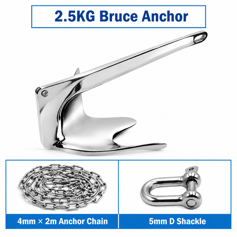 Darrahopens Outdoor Recreation > Boating > Boating Accessories Marine Bruce Anchor in 316 Stainless Steel for Yachts and Boats, Secure Mooring and Stable Holding in Various Seabeds, Corrosion Resistant Dock Hardware (2.5kg Bruce Anchor Set) In Australia - Darrahopens