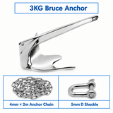 Darrahopens Outdoor Recreation > Boating > Boating Accessories Marine Bruce Anchor in 316 Stainless Steel for Yachts and Boats, Secure Mooring and Stable Holding in Various Seabeds, Corrosion Resistant Dock Hardware (2.5kg Bruce Anchor Set) In Australia - Darrahopens