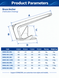 Marine Bruce Anchor in 316 Stainless Steel for Yachts and Boats, Secure Mooring and Stable Holding in Various Seabeds, Corrosion Resistant Dock Hardware (3kg Bruce Anchor Set)