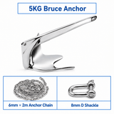 Darrahopens Outdoor Recreation > Boating > Boating Accessories Marine Bruce Anchor in 316 Stainless Steel for Yachts and Boats, Secure Mooring and Stable Holding in Various Seabeds, Corrosion Resistant Dock Hardware (7.5kg Bruce Anchor Set) In Australia - Darrahopens