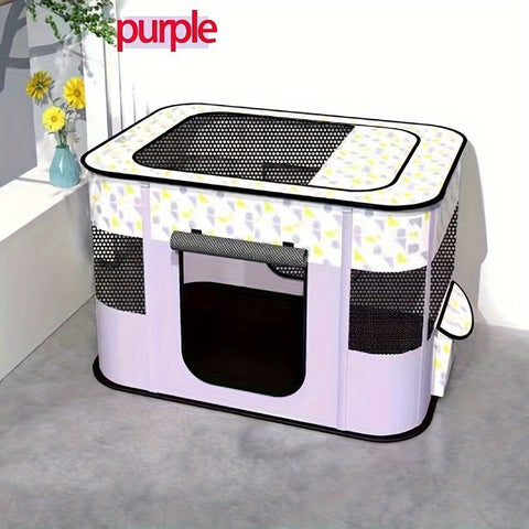 Foldable Pet Playpen for Cats and Small Dogs, Portable Puppy Exercise Cage, Indoor Pet Enclosure with Breathable Mesh, Perfect for Travel, Camping, and Outdoor Use as a Cat Whelping Box or Kitten Play Area (L, Purple)