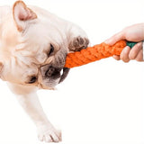 Durable Carrot-Shaped Cotton Rope Dog Toy for Interactive Play, Chewing, and Dental Health – Fun Tug-of-War and Fetch Toy for Medium to Large Breeds