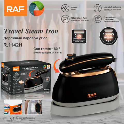Versatile 2-in-1 Handheld Travel Steam Iron with Rotatable Handle for Home Laundry and On-the-Go Garment Wrinkles Removal (Black) In Australia - Darrahopens