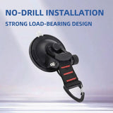 Heavy-Duty Suction Cup Hook with Strap and Carabiner Clip, 6-Pack for Camping, Car, Home, and Outdoor Gear – No-Drill Strong Hold on Smooth Surfaces, Ideal for Awning Tie-Down, Hanging Items, and Securing Accessories (6PCS, Black)