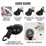 Heavy-Duty Suction Cup Hook with Strap and Carabiner Clip, 6-Pack for Camping, Car, Home, and Outdoor Gear – No-Drill Strong Hold on Smooth Surfaces, Ideal for Awning Tie-Down, Hanging Items, and Securing Accessories (6PCS, Black)