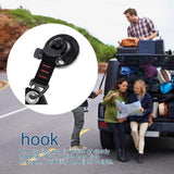 Heavy-Duty Suction Cup Hook with Strap and Carabiner Clip, 6-Pack for Camping, Car, Home, and Outdoor Gear – No-Drill Strong Hold on Smooth Surfaces, Ideal for Awning Tie-Down, Hanging Items, and Securing Accessories (6PCS, Black)