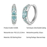 Elegant Ear Cuff with Teal Marquise Moissanite and 925 Silver Finish, Hypoallergenic and Tarnish-Resistant for Daily Wear and Light Formal Occasions, Featuring a Brilliant 38-Stone Setting for a Luxurious Sparkle (Moissanite, Premium S925)