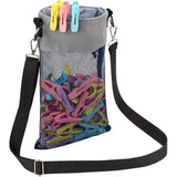 Hanging Clothespin Storage Bag with Drawstring Closure, Quick-Dry Mesh Organizer for Laundry Room, Adjustable Strap for Line Drying, Portable Clip Holder for Home, Dorm, and Travel Use (Black)