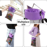 Hanging Clothespin Storage Bag with Drawstring Closure, Quick-Dry Mesh Organizer for Laundry Room, Adjustable Strap for Line Drying, Portable Clip Holder for Home, Dorm, and Travel Use (Purple)