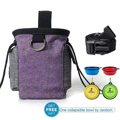 Versatile Outdoor Pet Training Waist Bag with Collapsible Bowl – Perfect for Storing Treats, Toys, Waste Bags, and Phone During Dog Walks, Hiking, and Climbing Adventures (Purple) In Australia - Darrahopens