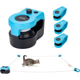 Interactive Electric Cat Teaser Toy with Remote Control, Feather Attachment, and Simulated Mouse Sounds for Indoor Play, Exercise, and Entertainment (Blue) In Australia - Darrahopens