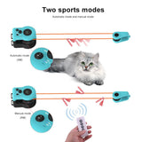 Interactive Electric Cat Teaser Toy with Remote Control, Feather Attachment, and Simulated Mouse Sounds for Indoor Play, Exercise, and Entertainment (Blue)