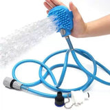 Soft Silicone Pet Bathing Massage Brush for Dogs and Cats – Hands-Free Shower Brush with Adjustable Hand Strap, Water Outlet Holes, and Faucet Adapters for Indoor and Outdoor Pet Grooming (Blue) In Australia - Darrahopens