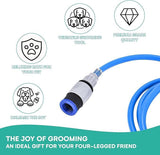 Soft Silicone Pet Bathing Massage Brush for Dogs and Cats – Hands-Free Shower Brush with Adjustable Hand Strap, Water Outlet Holes, and Faucet Adapters for Indoor and Outdoor Pet Grooming (Blue)