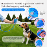 Soft Silicone Pet Bathing Massage Brush for Dogs and Cats – Hands-Free Shower Brush with Adjustable Hand Strap, Water Outlet Holes, and Faucet Adapters for Indoor and Outdoor Pet Grooming (Blue) In Australia - Darrahopens
