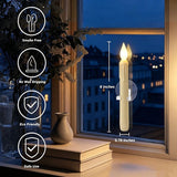 Set of 6 LED Flickering Window Candles with Light Sensor, Battery Operated Dusk to Dawn Auto-On/Off, Realistic 3D Flame, Suction Cup Mount for Christmas Holiday Home Decor (White)
